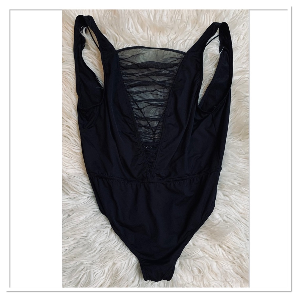 Victoria’s Secret Mesh Plunge Cut Out Back Bodysuit Black Size Large
